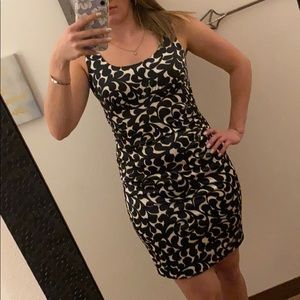 black and white silky semiformal dress